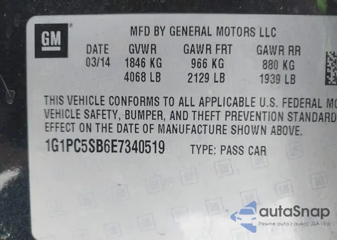 2014 Chevrolet Cruze 1Lt Auto from USA, damaged, VIN 1G1PC5SB6E7340519